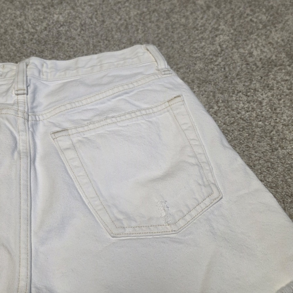 AGOLDE Parker Long High Rise Cut Off Denim Women's White Shorts Size 23 - Picture 6 of 10